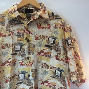 VTG Riscatto Men’s M European Hawaiian‎ Button Down Short Sleeve Shirt Upcycled